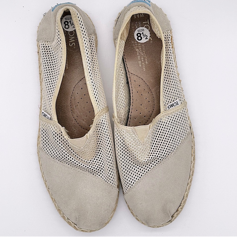TOMS Classic Mesh Slip On Espadrille Flats Beige Womens 8.5‎ Casual - Picture 3 of 13